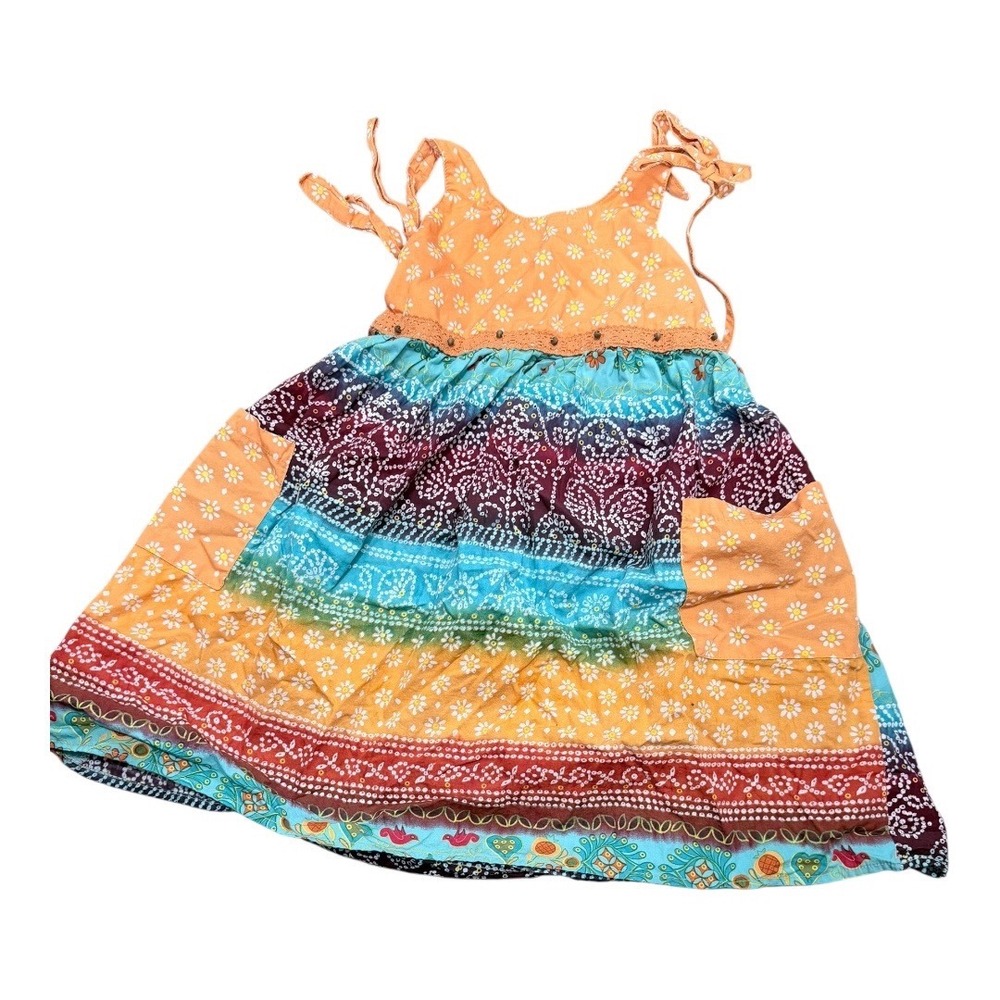 Boho Hippie Zoey Girl‎ Dress Regular Size 6 Multicolor Floral Paisley Patchwork